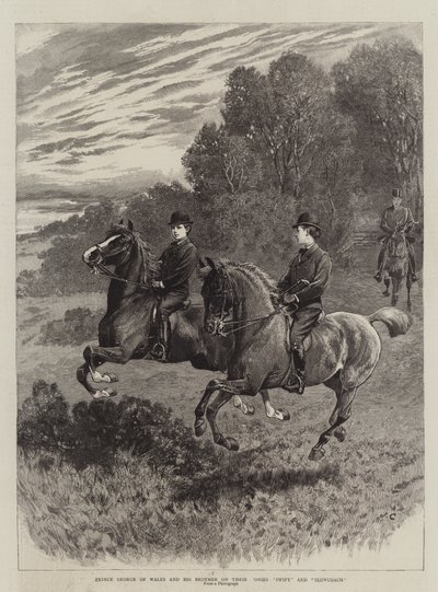 Prince George of Wales and His Brother on Their Ponies Swift and Slowcoach by John Charlton